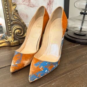 Christian Louboutin Pigalle velvet graffiti 39 1/2